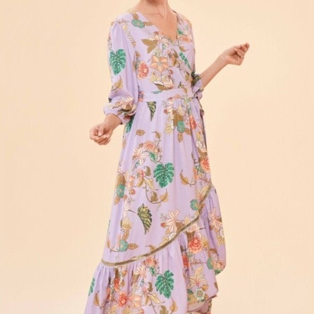 Powder Prancing Tiger wrap dress in super soft “lilac” viscose-NWT